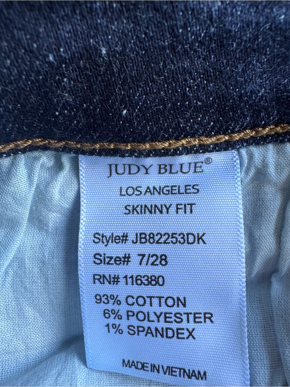 Judy Blue Dark Indigo High-Rise Skinny Jeans 7/28 EUC - Picture 7 of 8